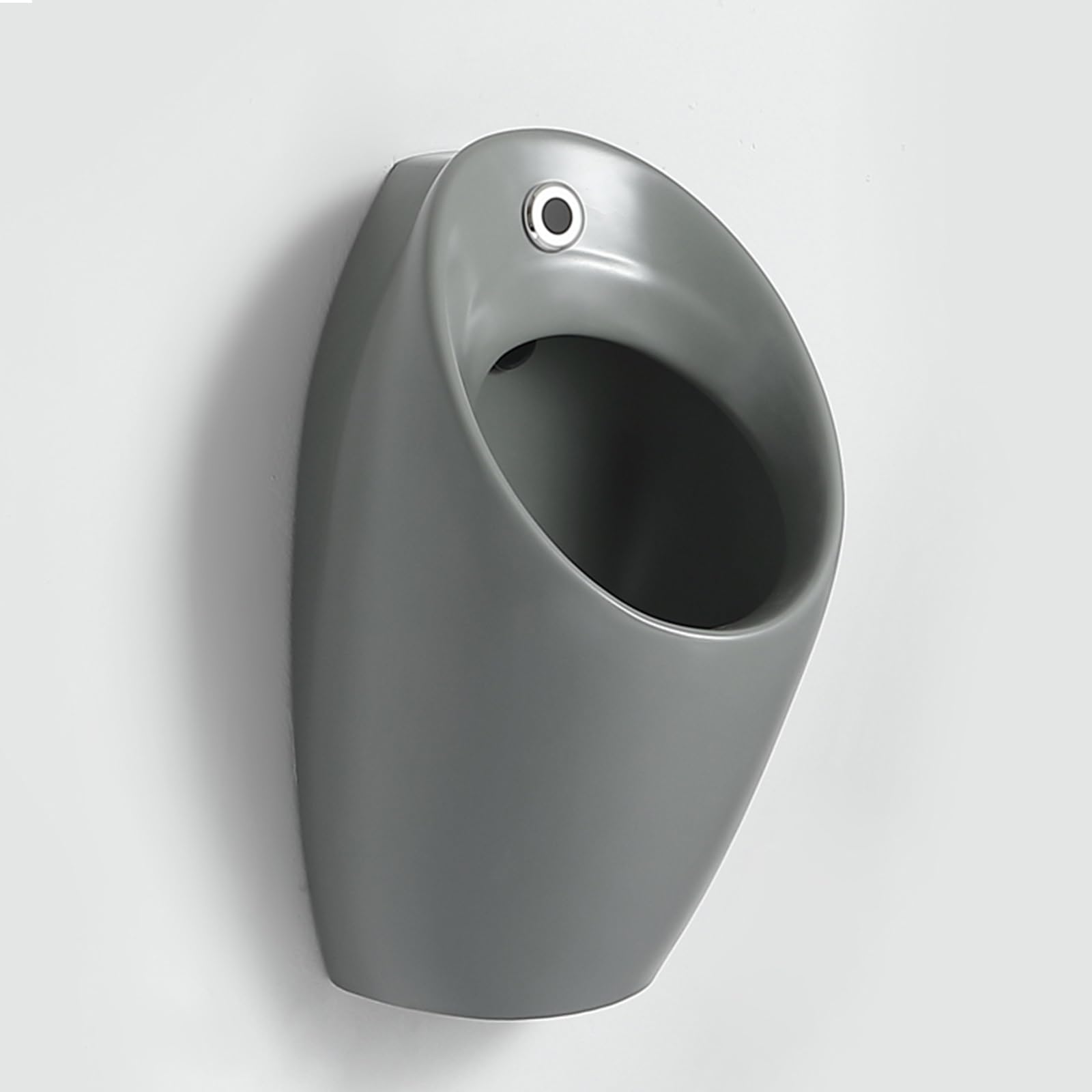 FHRKA Small Commercial Induction Urinal for Men Toilet, Wall-Mounted Ceramic Urinals, Vertical Urinals for Men with Hose (Gray)