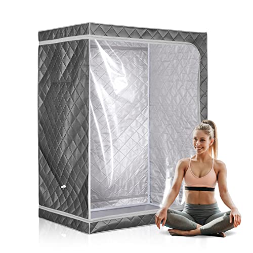 ZONEMEL Full Size Sauna Tent, Portable 1 or 2 Person Full Body Home Spa for Relaxation, Detox, Steamer not Included (L47.24 x W31.5 x H63,Clear Door)