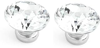 New Lon0167 2pcs Clear Sparkle Plastic Crystal Cabinet Cabinet Dresser Drawer Door Round Shaped Pull Knob Handle 3cm 1.2" Dia(2 stücke Clear Sparkle Kunststoff Crystal Schrank Schrank Commode