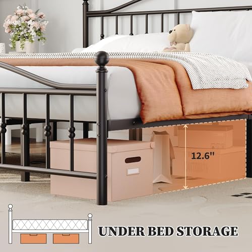 IDEALHOUSE Full Metal Bed Frame with Victorian Headboard, Underbed Storage - image 5
