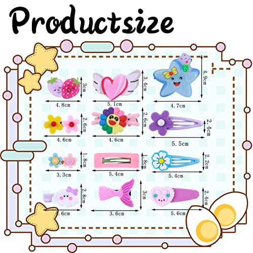 30Pcs Hair Clips For Girls, Cute Cartoon Hairpins, Toddler Kawaii Hair Clips, Strawberry Rabbit Bow Mermaid Cloud Starfish Baby Girl Hair Barrettes Colorful Flower Fruit Hair Hairpins Baby Kids Teens #TOP2