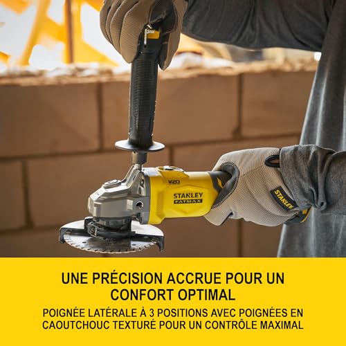 Meuleuse DAngle 125 mm Brushless Lithium 18V 1 Batterie 4 Ah En Kit Pro Stack SFMCG710M1T QW STANLEY FATMAX V20 - vue 7