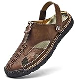 Kouani Men'S Sandals Outdoor Leather Closed Toe Beach Shoes