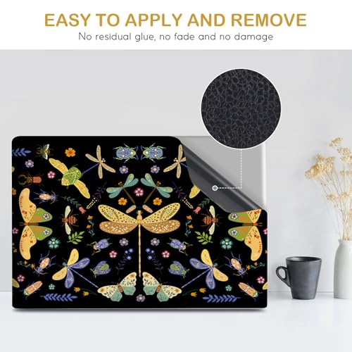 Image of DINKY Laptop Skin Sticker Decal 15.6 inch 15.4 inch 12 inch 13 inch 13.3 inch 14 inch 15 inch Laptop Universal Vinyl Skin Stickers Cover Art Decal Notebook PC Personalized Protector, Black Dragonfly