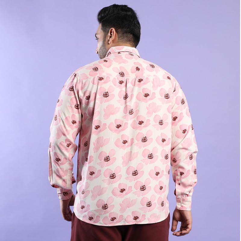 Image of Instafab Plus Men's Shirt for Casual Wear | Spread Collar | Plus-Size Fit | Long Sleeve | Button Closure | Cotton Shirt Crafted with Comfort Fit for Everyday Wear