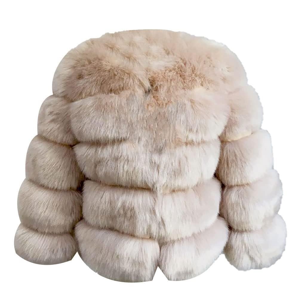 Barley Direct Unisex Style 18 Women's Faux Fur Coat Short Artificial Fur Overcoat Solid Thick Outerwear Shaggy Parka Cardigan Jacket(,3Xl)