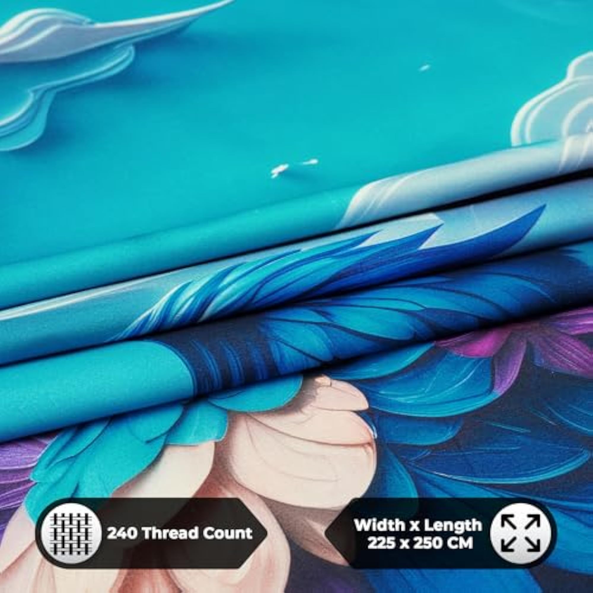 240 TC Cotton Double Bedsheet with 2 Pillow Covers