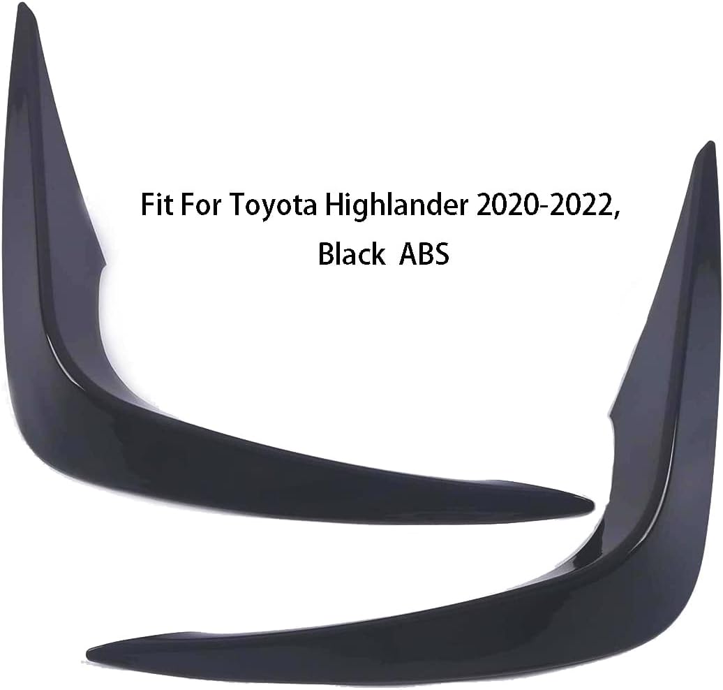 Car Accessories Fit For Toyota Highlander 2020 2021 2022 2023 2024 2025 Exterior Front Fog Light Cover Trim Eyebrow Spoiler (Black) ABS 2 PCS
