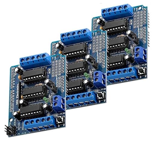 AZDelivery 3 x L293D Motor Driver Shield, 4 Kanalig Motor Driver Shield, Stepper Motor Driver, Stepper Expansion Board kompatibel med Arduino inklusive E-Bok!
