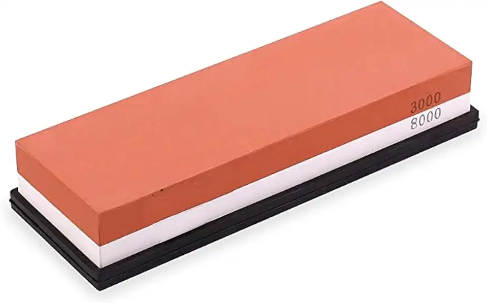 Pedra de Afiar Dupla Face, Grãos 3000/8000, 180 x 60 x 30mm, com Base Antiderrapante