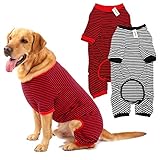 Dog Pajamas Cotton Striped Pup Jumpsuit, Breathable 4 Legs Basic Pjs Shirts for Puppy and Cat, Super