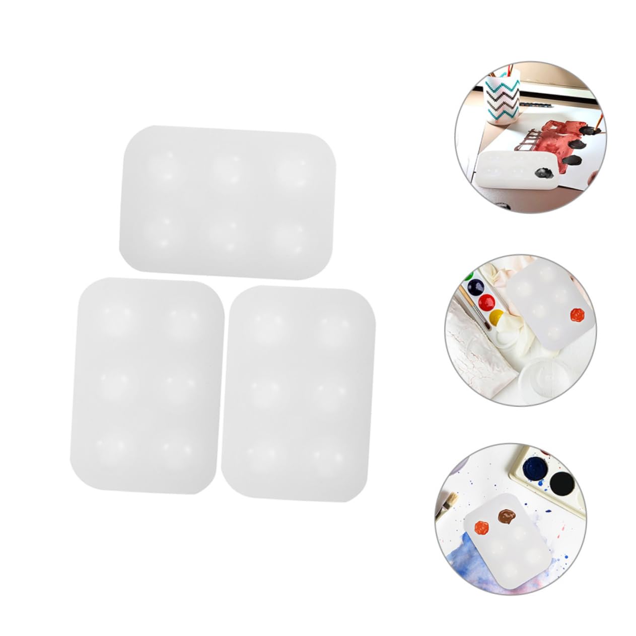 Gadpiparty 4 Sätze Palette Aquarell-tabletts Farbtablett Form Mischen Wasser Pigmentierte Silikonplatten Kunstmalbrett Ölgemäldeplatte Mischtablett Für Aquarellpigmente Kieselgel 3 Stücke * 4