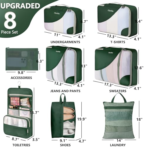 Image of OlarHike 8 Set Packing Cubes for Travel,Gifts for Women Mom,Anti-Tearing Suitcase Organizer,with Over 1000 pcs Mesh Holes,Vacation Essentials & Accessories for Cruise Ship