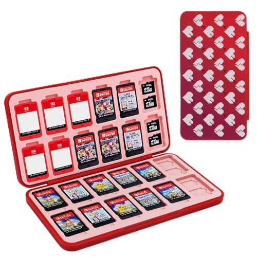 FYY Nintendo Switch Game Case Holder for Switch 2 Cartridge, Heart Dot Red