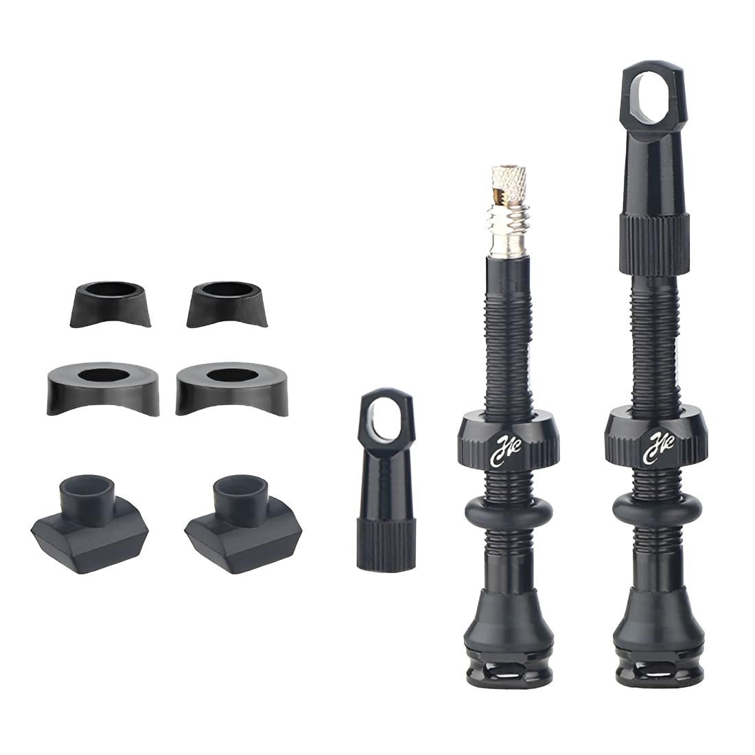 GXGM Valvole Tubeless Mtb Per Bici Da Corsa, Design A 3 Fori, Kit Super Leggero Con Rondella Di Adattamento E Attrezzo Di Smontaggio, 65 Mm(Nero)