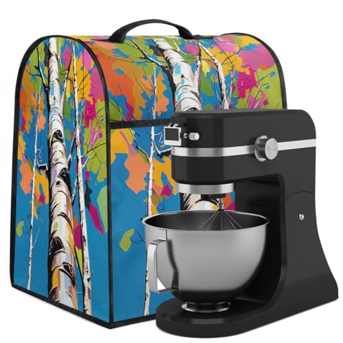 Coffee Maker Cover Colorful Tree Pattern Kitchen Appliance Covers Small Appliance Covers Blender Cover Juicer Cover Dust Covers for Kitchen Appliances with Top Handle and Pockets,Washable,B711