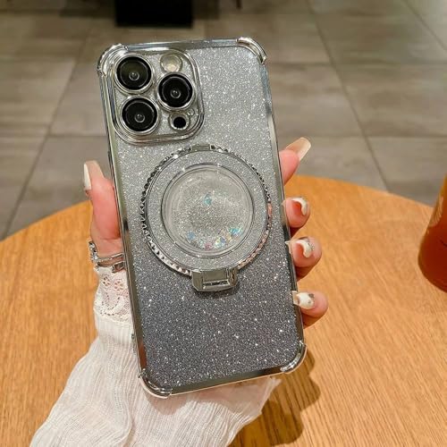 Étui à paillettes avec anneau d'éclairage pour iPhone 12 Pro Max argent