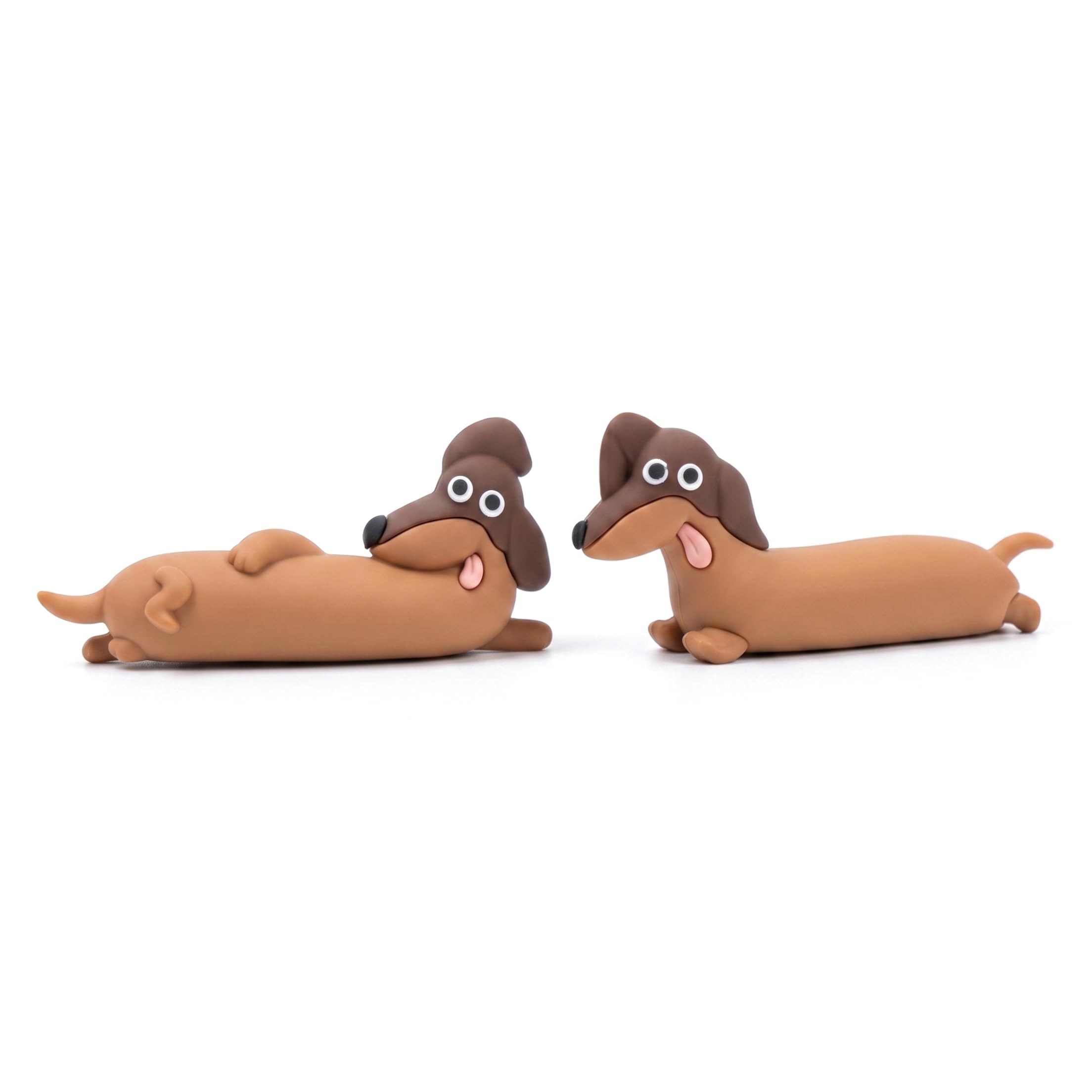 Tsawntd Figurines, Computer Monitor Decor, 2PCS Cute Dachshund Figurines Funny & Stress Relief Desk Ornament for Office & Home, Style-3