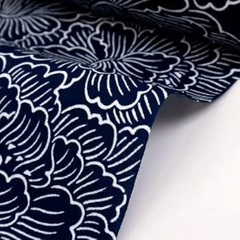 竺仙反物 夏物 竺仙 浴衣 反物 綿紅梅 型染め 綿 団扇に秋草模様 日本製 夏着物