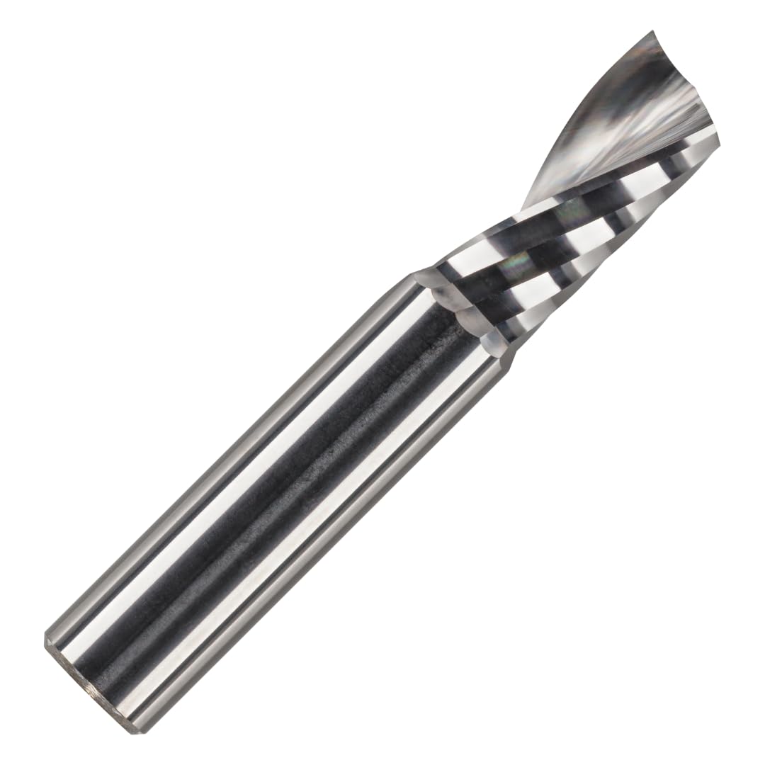 Rennie Tools - 10mm Cutting Diameter x 22mm Flute x 10mm Shank Single Flute (O Flute) Solid Carbide Up Cut Spiral Router Cutter Bit For ACM Aluminum Acrylic PVC MDF Plastic Endmill/End Mill — image 1
