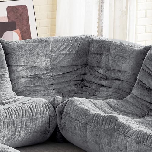 Image of HABUTWAY Giant Bean Bag Chairs Lazy Sofa for Adults,Corner,Light Grey