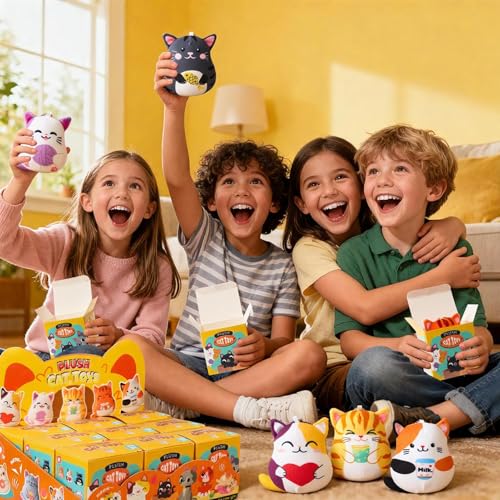 Image of Winrayk Cat Small Stuffed Animals with Blind Boxes, 9 Pack Mini Stuffed Animals Bulk Party Favors for Kids Boys Girls Birthday Gift Carnival Classroom Prize Goodie Bag Stuffer Pinata Filler Plush Toys