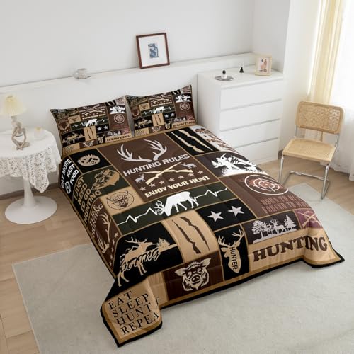 Image of Feelyou Deer Bedding Set King Size for Kids Toddler Deer Hunting Comforter Set Boys Girls Hunting Gifts Bedding Set Deer Antlers Duvet Insert Microfiber Bed Set