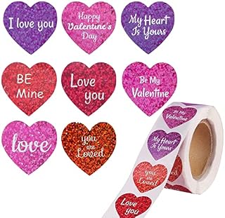 500Pcs Heart Shaped Stickers, 8 Style Multicolor Red Heart Sweet Love Stickers for Valentine's Day Wedding Craft DIY Envelopes Cards Present