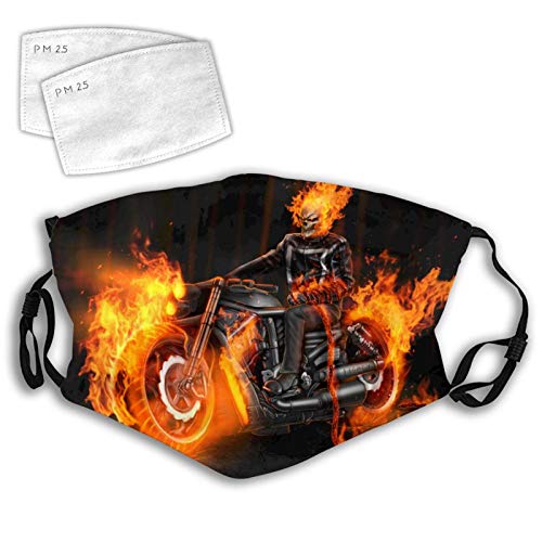 Unisex Ghost-Rider Kids Breathable Anti Dust Mask Cute Halloween Mouth Face Mask Scarf Balaclava for Beach Breathable for Teen Boys Men
