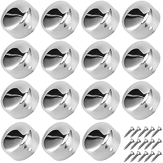 SINJEUN 15 Pcs Handrail End Caps End Caps Round, 45mm Handrail End Cover with 15 Pcs Stainless Steel Screws for Wood Stair Railings and Pipe Ends