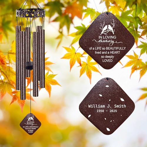 Image of ASTARIN Personalized Memorial Wind Chimes, Customized Wind Chime for Loss of Loved One /Mother /Father, Wind Chimes for Outside Garden Decoration, Sympathy Gifts for Women /Man