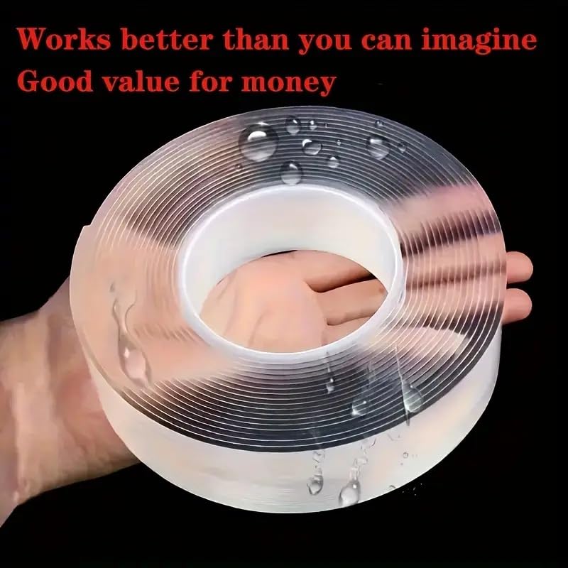 Image of Double Sided Tape Heavy Duty - Adhesive Silicone Tape, Heat Resistant, Multi-Functional, Removable, Washable, Reusable Anti-Slip Gel Nano Grip Tape (3)