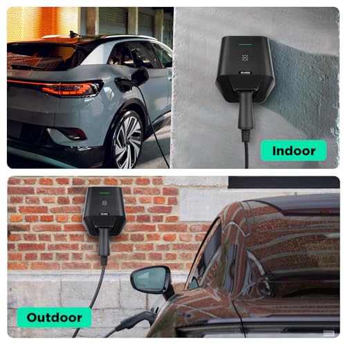 WISSENERGY Wallbox 7,4 kW mit RFID-Karte, Einphasig Schaltbarer Strom 32A/24A/16A, 7,4 kW Heimladestation mit Typ2 Buchse für EV und PHEV (Karte * 5)