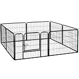 Yaheetech Black 8 Panels 24' Metal Dog Pen Pet Playpen Dog Cat Exercise Barrier Outdoor Indoor Fence
