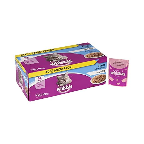Whiskas Pouches Jelly Fishermans Choice Packung Nass Katzenfutter (40 x 100g) (Einheitsgröße) (Fishermans Choice) – Bild 3