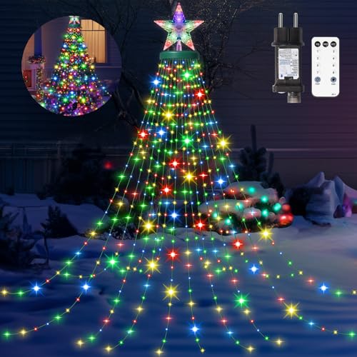 HELESIN Lichterkette Weihnachtsbaum, 8 Modi Timer...