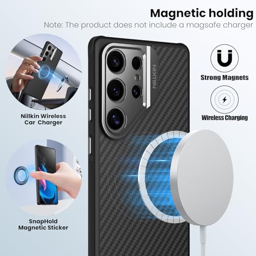 Image of Nillkin for Samsung Galaxy S25 Ultra Case CarboProp Case | Kickstand Carbon Fiber with Camera Cover [ Compatible with Magsafe /Military Grade Drop Tested ]- 6.9'' Black