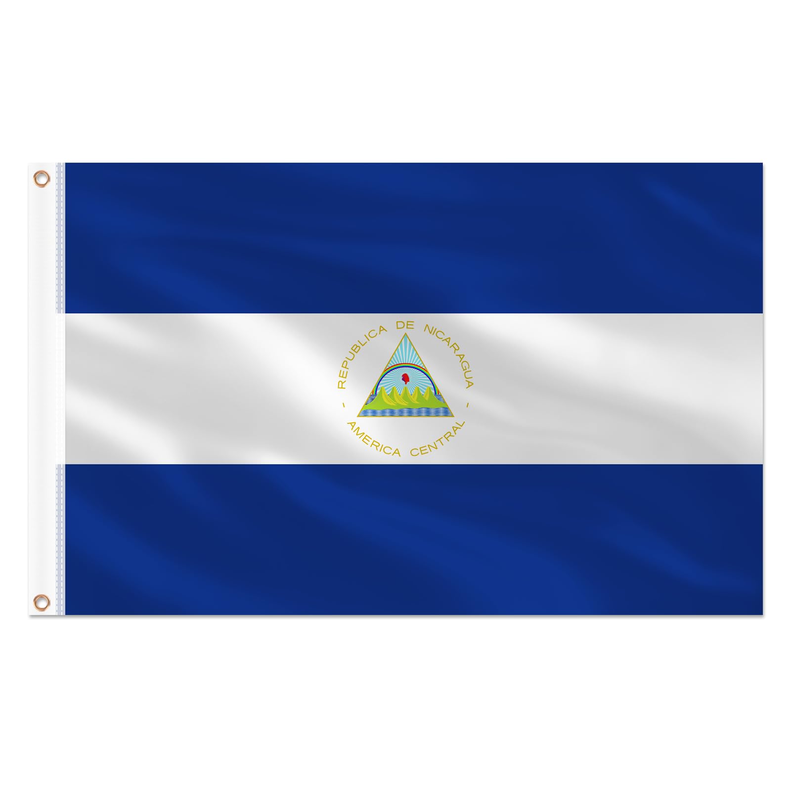 AhfuLife Nicaragua Flag 5ft x 3ft for Party Decorations, 1Pcs Large Nicaraguan Flag Polyester Double‑Sided with Brass Eyelets for Garden Street Indoor Outdoor Party Decorations — image 1