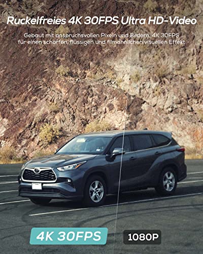 iZEEKER 4K Dashcam Auto, WiFi Dash Cam mit 32GB Karte, Front Auto Kamera mit Nachtsicht, 24/7 Parküberwachung, WDR, 170° Weitwinkel, Loop-Aufnahme, G-Sensor – Bild 4