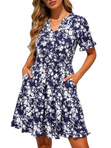 Image of Berydress Womens Summer Dresses 2026 Short Sleeve Babydoll Mini Sun Dress