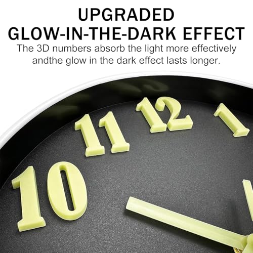 Ziprote YG-01 Wall Clock, Glow In Dark Wall Clock,12 Inch Wall Clock Battery Operated thumb #6