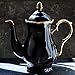 Jomop Ceramic Tea pot with Gold Trim Elegant Profile Decoration Extra Large Black Housewarming Gift for Tea Lovers 4-6 Cups (1, Black)