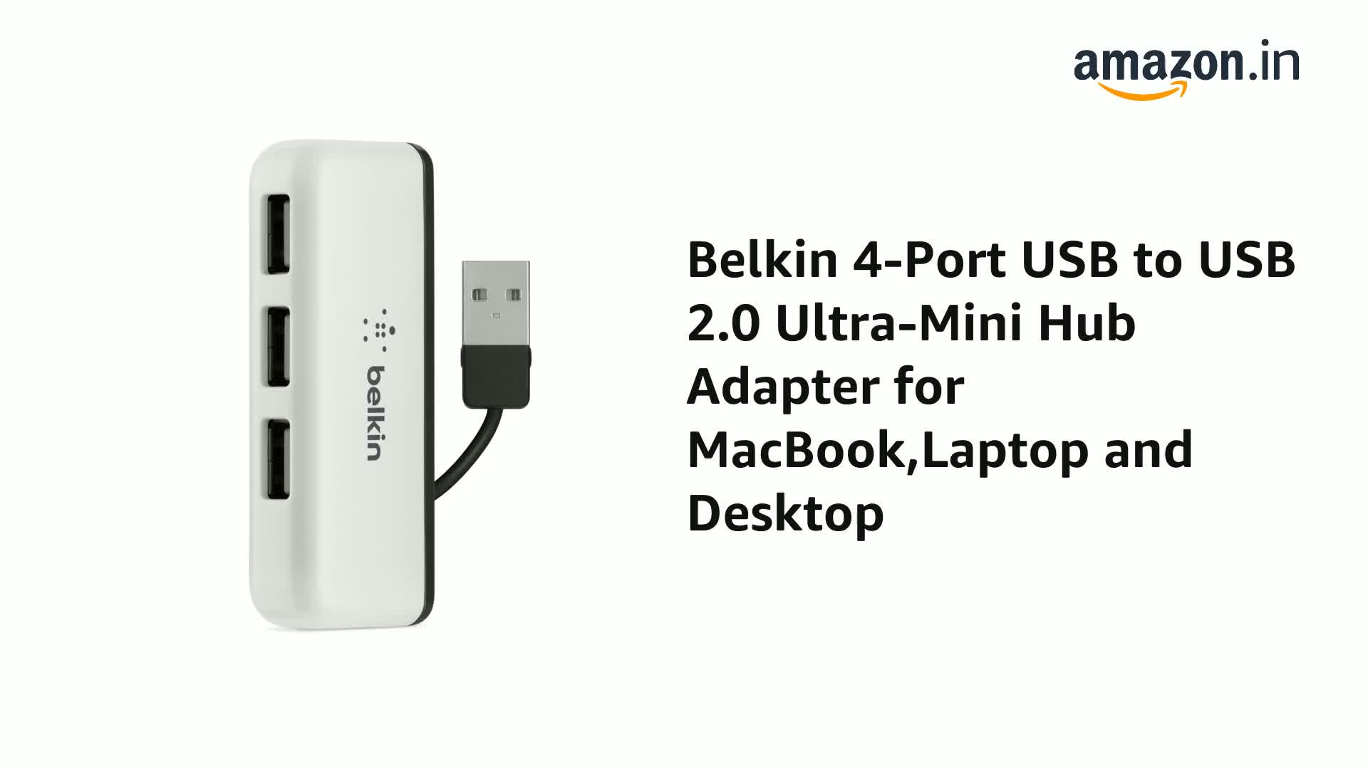 Belkin USB 2.0 4-Port Travel Hub - Kompakt & Praktisch