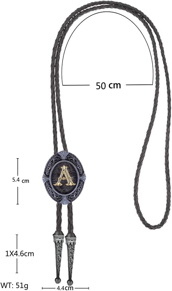 HUABOLA CALYN Vintage Bolo tie for Men Western Cowboy Native American Initial Letter ABCDJMR to Z Costume Bolo ties for Women - Image 5