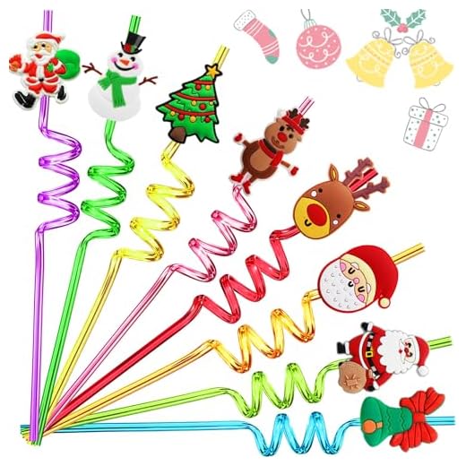 25 Pack Christmas Party Favors for Kids, Classroom Christmas Gifts for Students Prizes, Goodie Bag Stuffers, Christmas Drinking Straws Reusable for Kids Stocking Stuffers Party Supplies