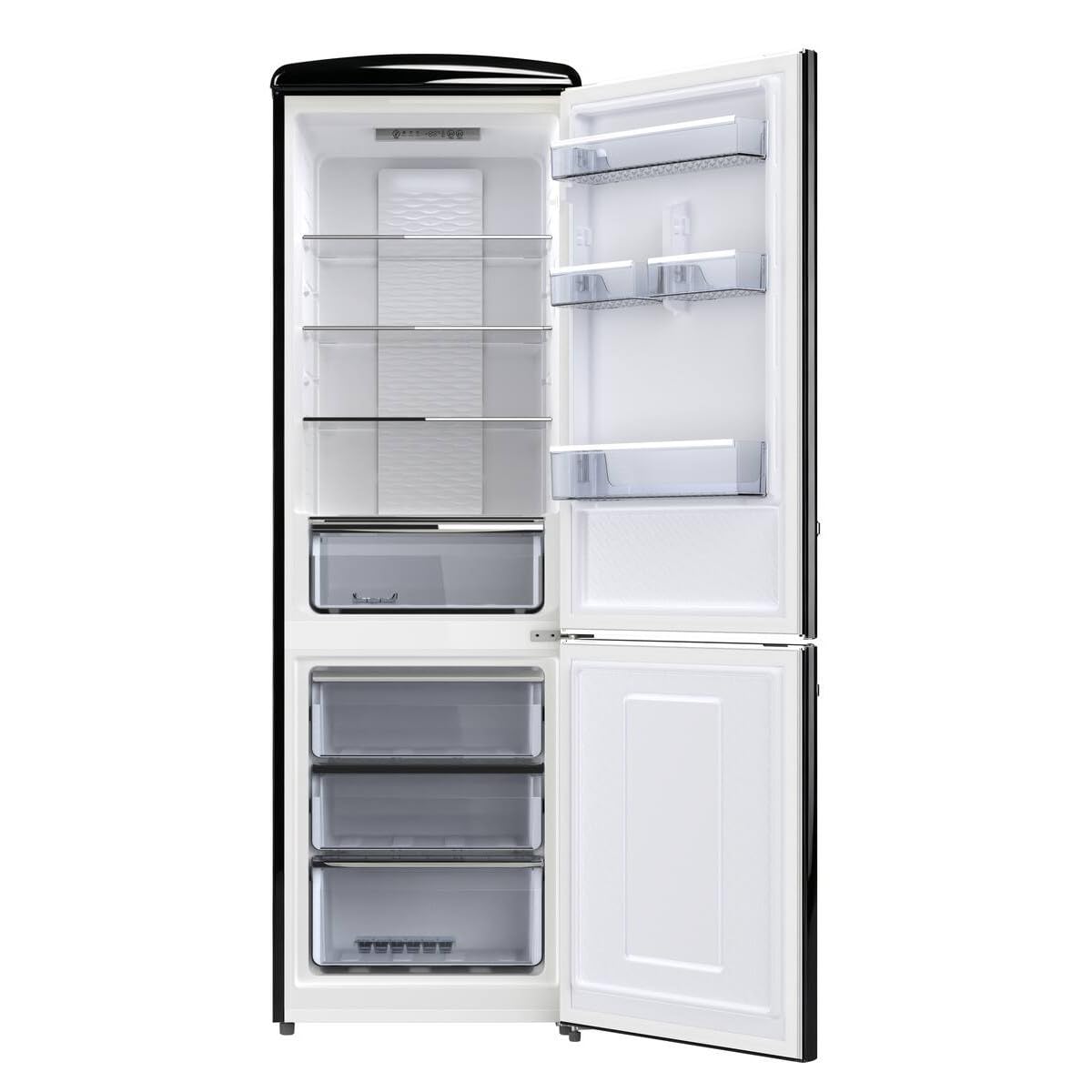 FrigeluX Réfrigérateur Combiné Rétro Vintage Noir 330 L CBNF330RND