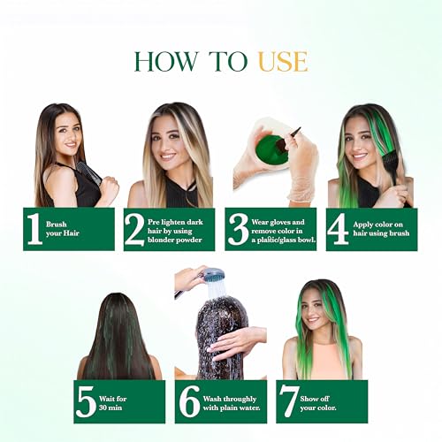 Image of Semi Permanent Hair Color for Women & Men, (120g, #41 Crazy Green) Enriched with Conditioner, Glossy Finish, No Ammonia, No Peroxide & Non Oxidative, Vegan Highlights Colorful Hair Dye
