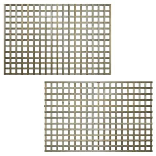 Premier Flat 6x4ft (W: 6ft x H: 4ft) Frameless Rough-Sawn Square Trellis Pressure-Treated Garden Panel with 60-70mm Privacy Squares Fence Topper/Wall Art Width 1828mm x Height: 1200mm