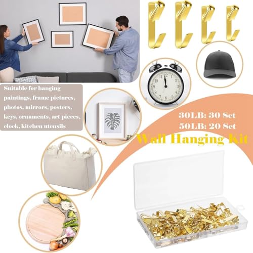 Image of Picture Hangers,50 Set Picture Hanging Hooks Picture Hanging Kit with 50Pcs Hooks and 50Pcs Nails