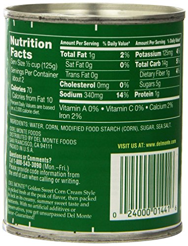 Image of Del Monte Cream Style Corn, 8.25 Ounce (Pack of 12), Yellow